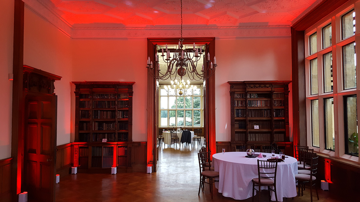 Red Venue Alive Mood Lights in the Drawing Room in Shuttleworth House